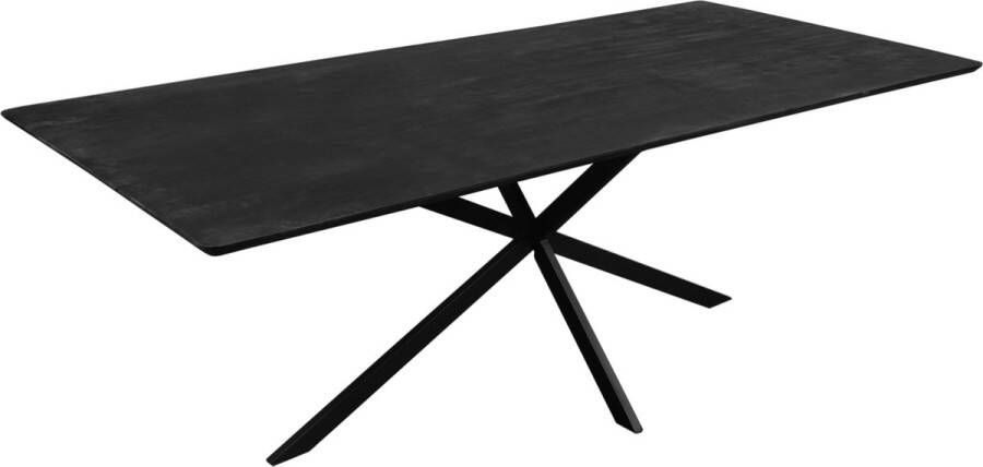 Merkloos BLACK FRIDAY DEAL 1x Recht Mango Eettafel Kleur : Zwart 220x100x76 Swiss edge Afgeronde hoeken (zijkanten) Spinpoot groot smal - Foto 2