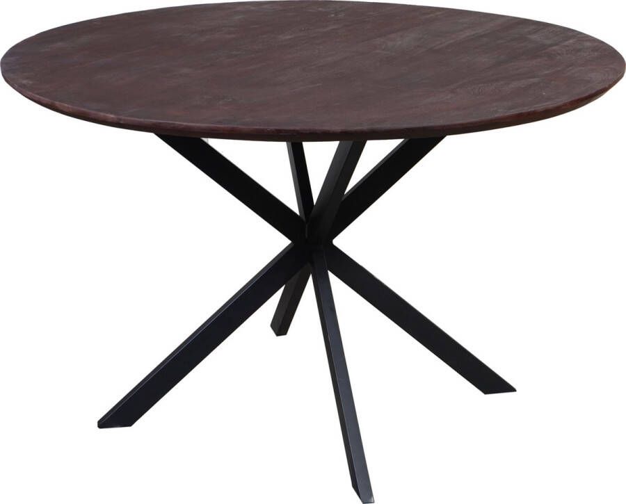 Merkloos BLACK FRIDAY DEAL 1x Rond Mango Eettafel Kleur : Walnoot (Donker bruin) 150x150x76 Swiss edge Verjongd Afgeronde zijkanten Spinpoot smal - Foto 2