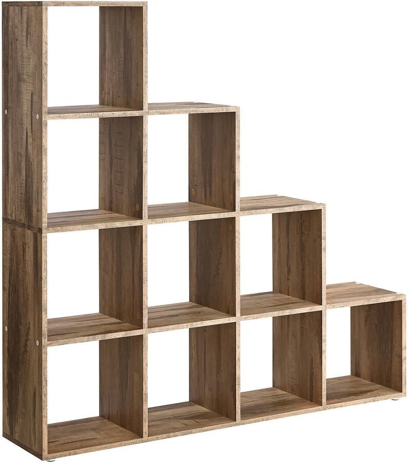 'merkloos'' Boekenkast Room Divider Kubussen Kast Archiefkast Vakkenkast Bruin 29x129 5x129 5CM Kamerverdeler 10 Vakken Presenteerkast Woonkamer Slaapkamer
