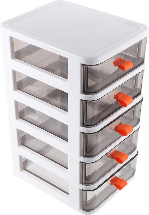 Merkloos- Bolmans Opbergkast Wit 5 Laags Ladenkast Ladenkastje Ladenkasten Ladekast Wit ladekast Plastic Lade Kast 28cm