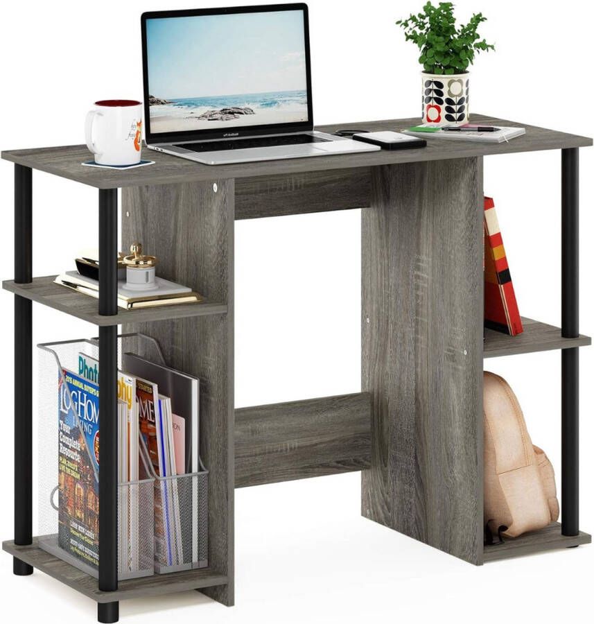 Merkloos Bureau- Compact Computer Study Bureau Frans Eiken Grijs Zwart