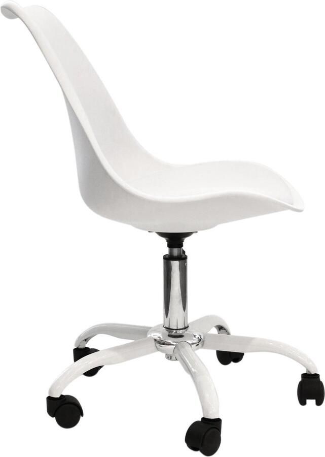 'merkloos'' Bureau Stoel op wielen wit Chaise a Roulettes Blanc 46.5 x 92 x 58.5