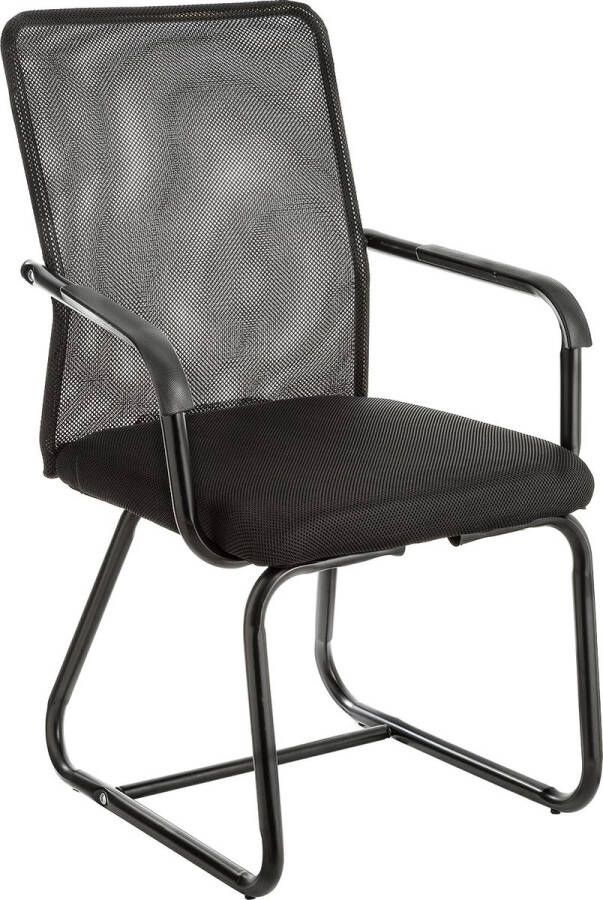 Merkloos Bureaustoel ergonomische armleuningen en rugleuning van ademende stof vrijdragende fauteuil voor wacht- en vergaderruimtes belastbaar tot 130 kg zwart