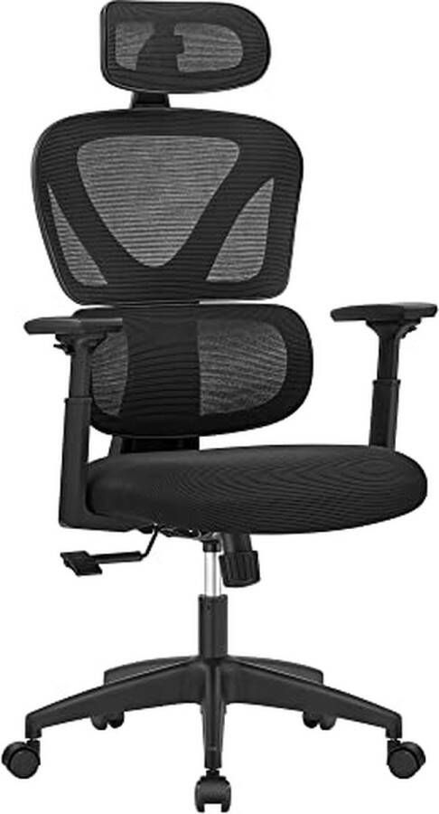 Merkloos Bureaustoel ergonomische draaistoel computerstoel netbekleding in 4 stappen verstelbare rugleuning belastbaar tot 120 kg zwart