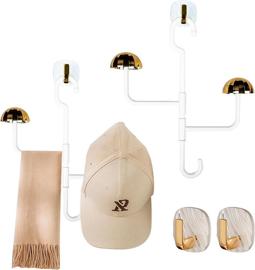 Merkloos Caphouder hangrek cap houder organizer hangorganizer muts opslag kledingkast organizer sjaalhouder hoed rekken voor honkbalpetten sjaal 2 stuks