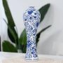 Merkloos China Keramische vaas blauw en wit porselein Chinese handgemaakte decoratieve bloemenvaas voor woonkamer woondecoratie kantoor tafel middelpunt (33cm) - Thumbnail 2