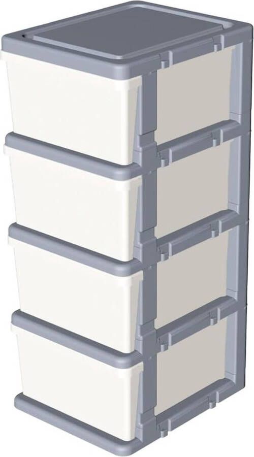 Merkloos Clearview Plastic 4 opbergladen opbergladewagen met 4 zwenkwielen voor thuis kast slaapkamer badkamer kantoor wasruimte keuken en schoolslaapzaal grijs set van 1