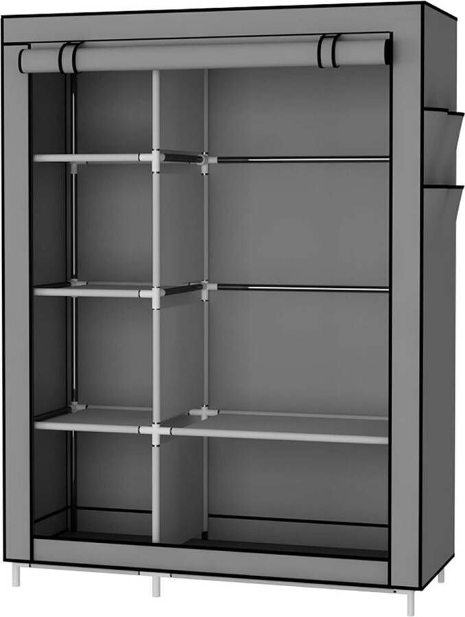 Merkloos Closet Organizer Kledingkast Kledingopslagplanken Niet-geweven Stoffen Hoes met Zijzakken 105 * 45 * 170 CM Grijs