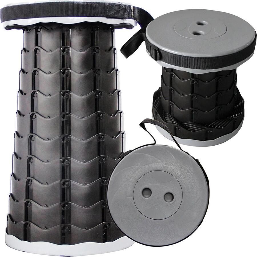 Merkloos Collox Opvouwbare Kruk Draagbaar Inklapbaar Campingkruk Vissersstoel Belastbaar gewicht tot 150 kg Maximale hoogte 44 cm Met Handvat Grijs