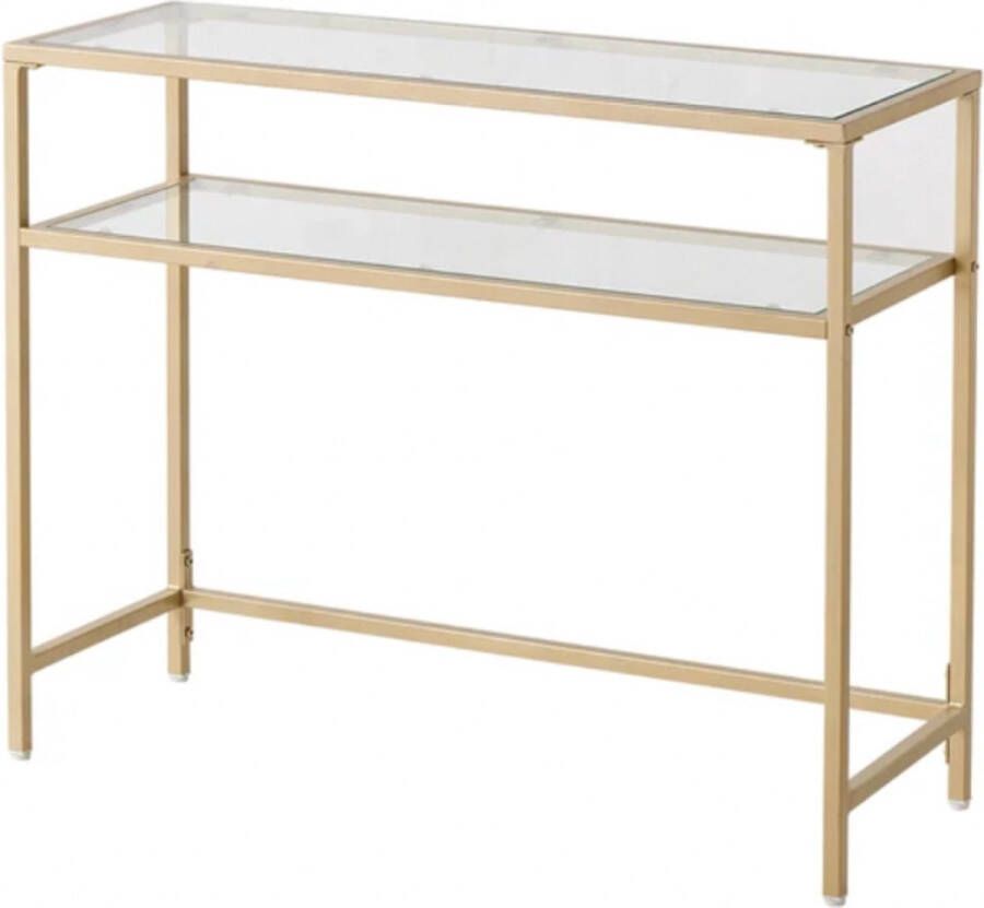 merkloos Console tafel Wandtafel bijzettafel Side Table Goud Met glas platen Marmer look