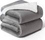 Merkloos Dekbed sherpa deken fleece microvezel voor bed en bank grijs 240x220cm deken voor 2 persoons super zachte donzige deken voor woonkamer en slaapkamer - Thumbnail 2