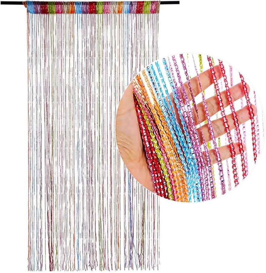 Merkloos Deurgordijn met kristallen kralen Deurgordijn met kwastjes Garderobe Gordijn Eetkamer kamerverdeler Vliegend gordijn kamerverdeler 90 x 200 cm Draadgordijn Vliegend gordijn Rood