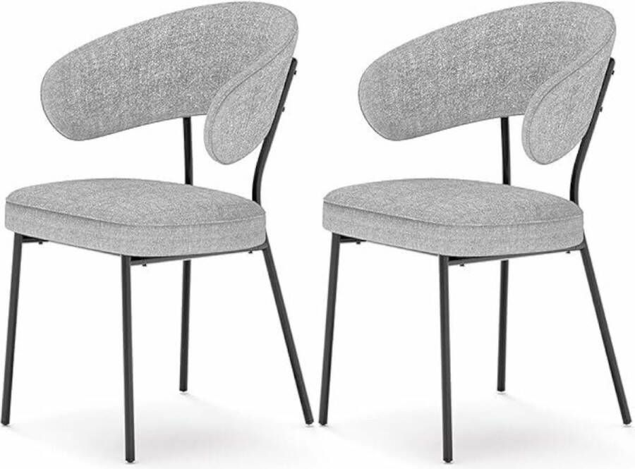 Merkloos Eetkamerstoel keukenstoel gestoffeerde stoel loungestoel metalen poten modern voor eetkamer keuken lichtgrijs