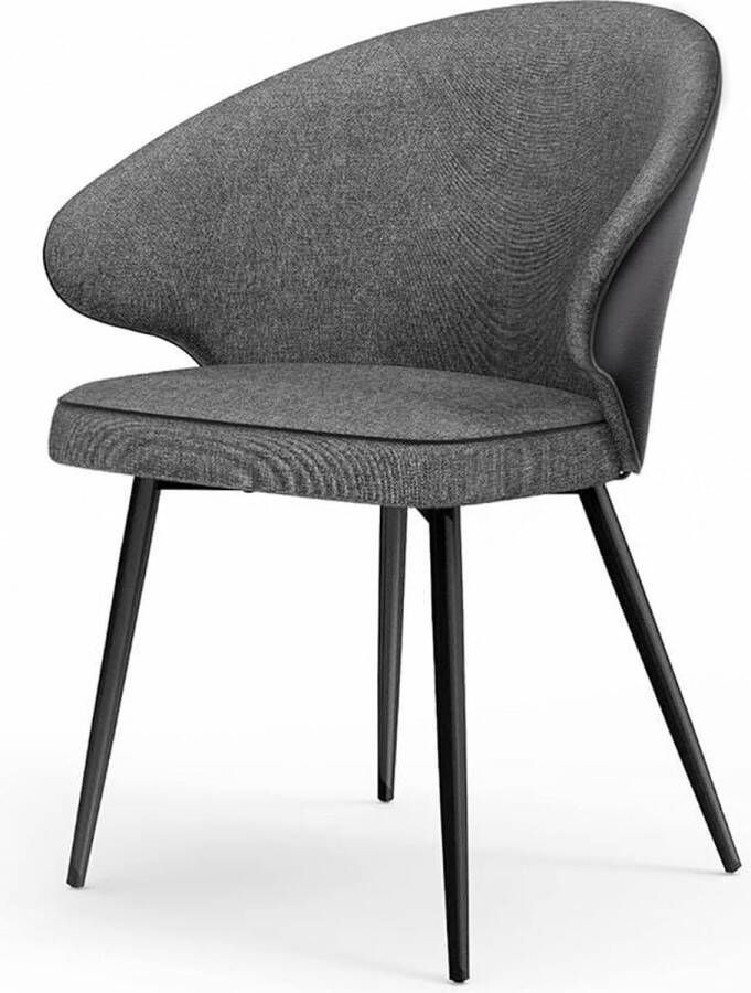 Merkloos Eetkamerstoel keukenstoel gestoffeerde stoel met armleuningen metalen poten modern woonkamerstoel voor eetkamer keuken donkergrijs
