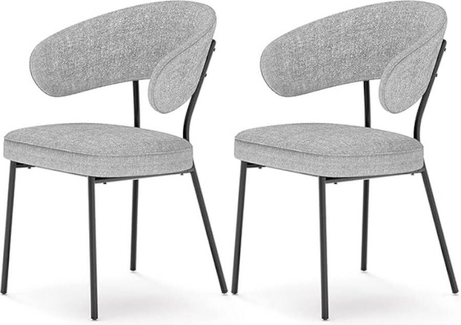 Merkloos Eetkamerstoelen set van 2 keukenstoelen gestoffeerde stoelen loungestoel metalen poten modern voor eetkamer keuken lichtgrijs