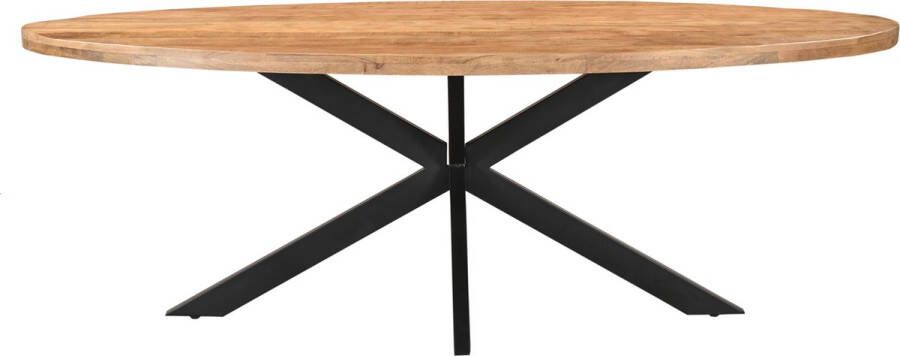 Merkloos SALE! Eettafel Tafel Mango Ovaal 180x90 cm 6 cm blad dikte Spinpoot 5x10 Groot Naturel met lak afgewerkt - Foto 2