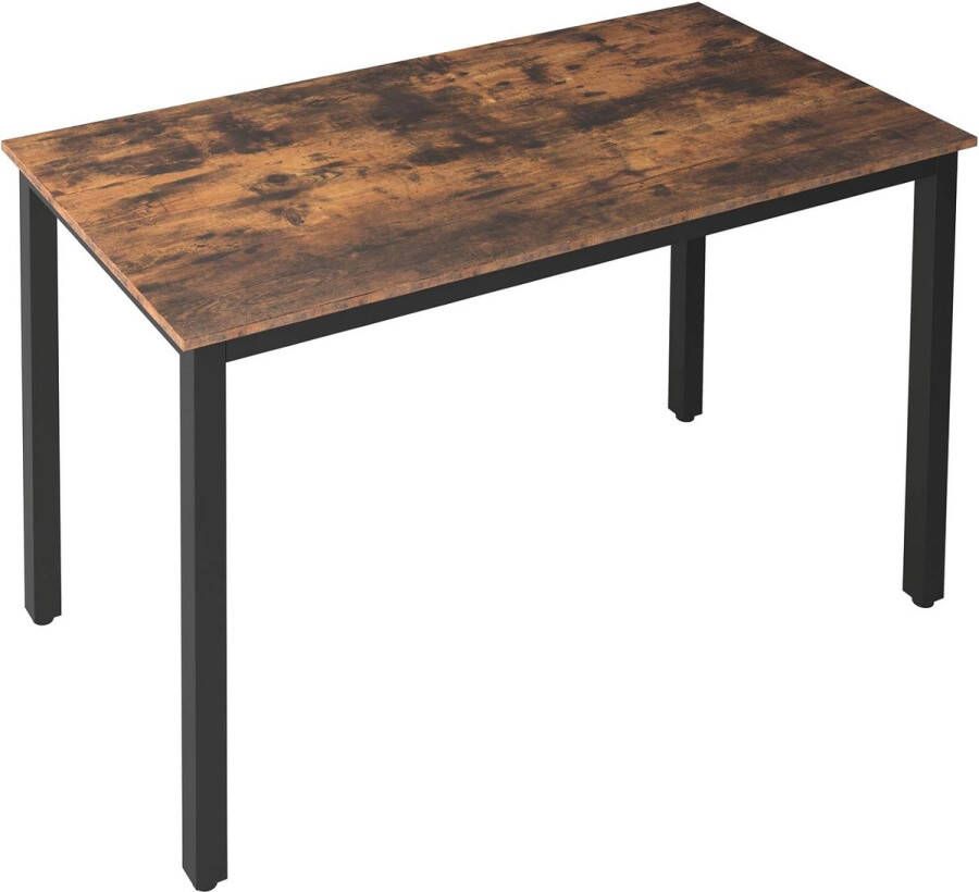 Merkloos Eettafel rechthoekige keukentafel voor 4 personen 120 x 60 x 77 cm stevige metalen planken eenvoudige montage industrieel ontwerp voor eetkamer keuken donkerbruin