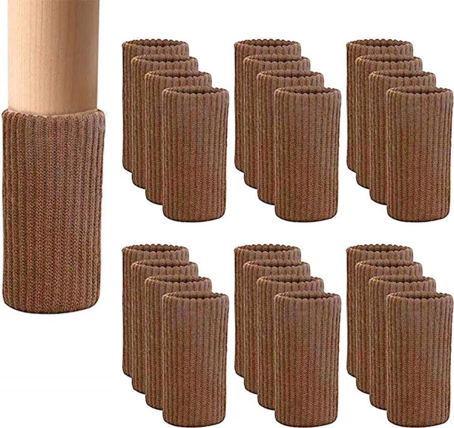 Consumerce Elastische Stoelpoot Beschermers Set van 24 Bruin – Stoelsokken – Viltjes Stoelpoten – Stoelpoot Sokken – Stoeldoppen – Stoelbeschermer – Stoelsokjes – Stoelpoot Rubber – Stoelpoot Glijders – Meubelpoot – Poten voor Meubels