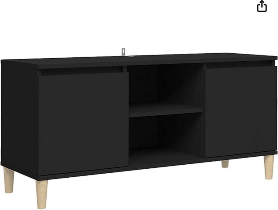 Merkloos Elysium Tv-meubel met houten poten 103 5x35x50 cm hoogglans zwart