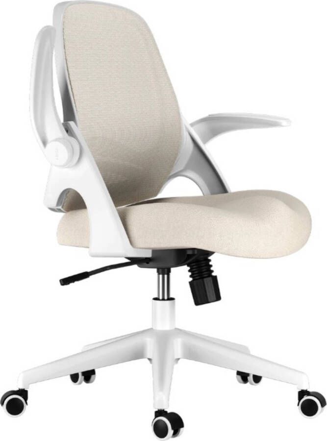 Merkloos Ergonomische bureaustoel met inklapbare armleuning bureauzitting van canvas 360° draaibaar grijs