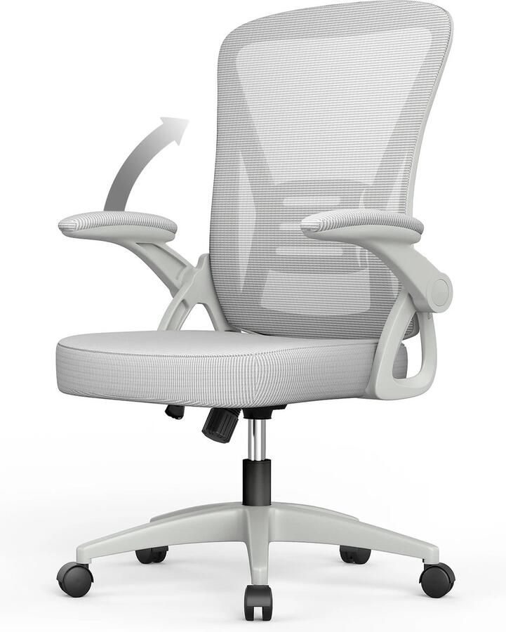 Merkloos Ergonomische Grijze Bureaustoel Van Gaas Hefbare Gamingstoel Met Hoge Rugleuning En Lendensteun Draaibare Bureaustoel In Diepte Verstelbaar Kantoor Stoel Studie Stoel