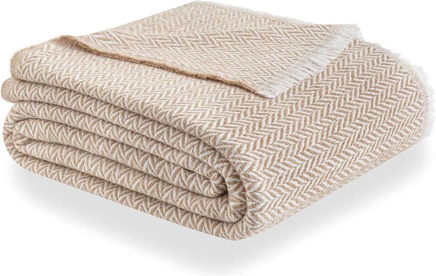 Merkloos Extra zachte katoenen deken vier seizoenen multifunctionele sprei voor bed sprei bankovertrek (120 x 180 cm zandbeige)
