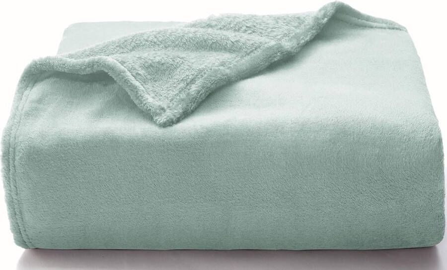 Merkloos Fleece deken sofa sierdeken deken voor bed zacht eenpersoons- siermaat 300 g m² veelzijdige deken zacht wollig groen (Gran) 130 x 150 cm