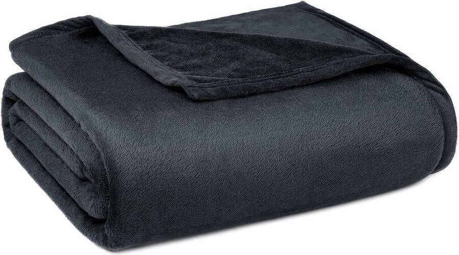 Merkloos Fleece deken tweepersoonsformaat 380 g m² superzachte banksprei grote plaid voor bank flanellen pluizige deken voor bed en bank reizen donkergrijs 160 x 200 cm