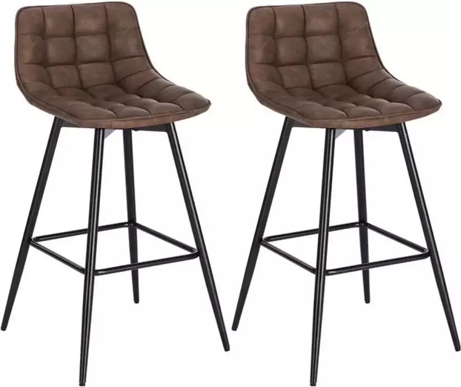 Merkloos Fluwelen Barkruk 2 Stuks Designer Metalen Frame Met Voetensteun Bar Bruin