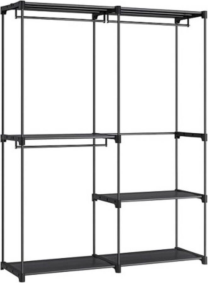 'merkloos'' Garderobe open kledingrek kledingrail garderobe 43 x 138 x 182 cm 3 hangende compartimenten veel ruimte voor slaapkamer woonkamer zwarte