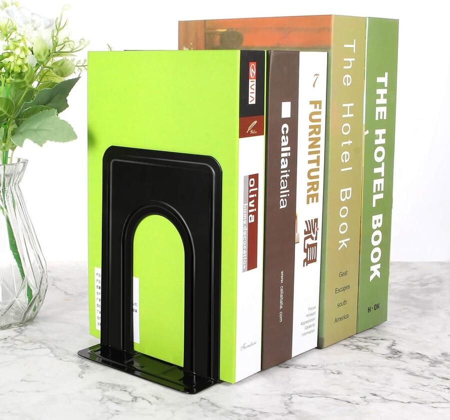 `merkloos` Heavy Duty boekensteunen voor planken antislip basis zwart geweldig voor bibliotheek kantoor thuis school 4 paar - Foto 2