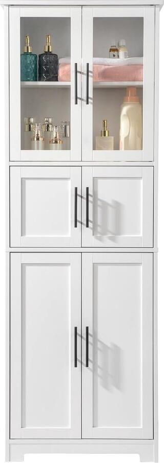 Merkloos Hoog keukendressoir opbergkast kledingkast grote ruimte met 4 deuren twee laden voor woonkamer slaapkamer kantoor 60 x 30 x 170 cm (6 deuren)