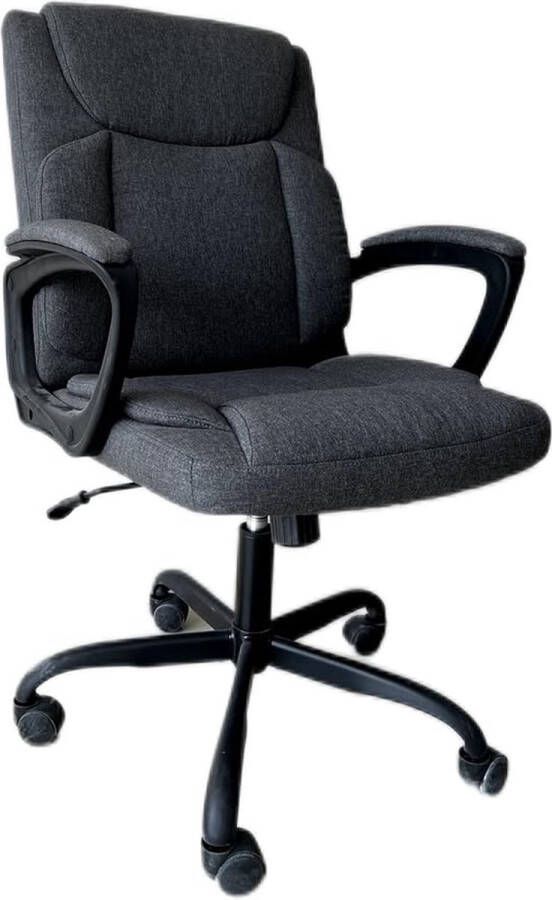 Merkloos Hoppa! Bureaustoel computerstoel ergonomische draaistoel kantelfunctie in hoogte verstelbaar gevoerde armleuningen katoenmix grijs