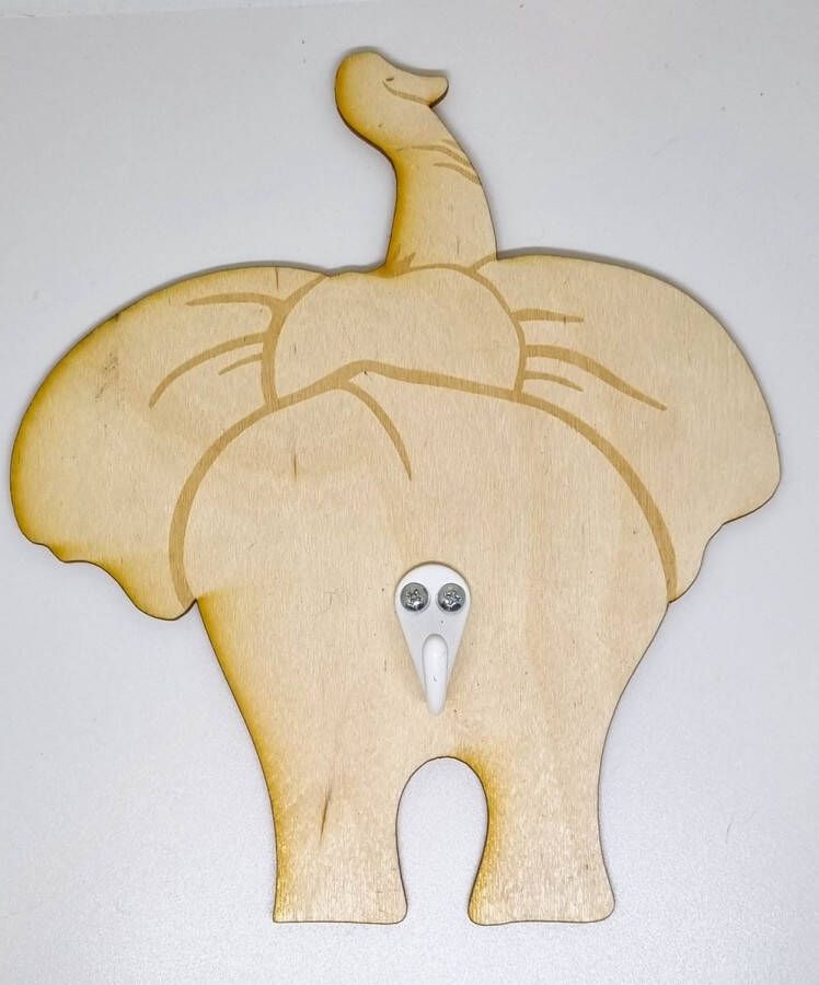 Merkloos Houten Kapstok Olifant