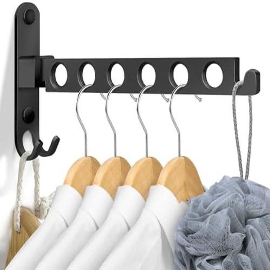 'merkloos' Inklapbare Kledinghaken – Wandgemonteerd Kledingrek Compact & Ruimtebesparend Droogrek Stevig & Duurzaam Design