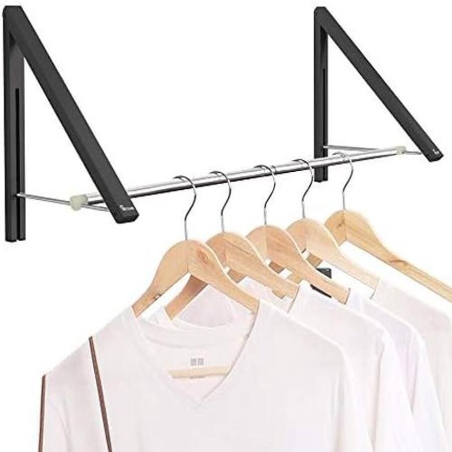 'merkloos' Intrekbaar Kledingrek – Wandgemonteerd Opvouwbaar Droogrek Stevig Aluminium Design Voor Wasruimte & Kast