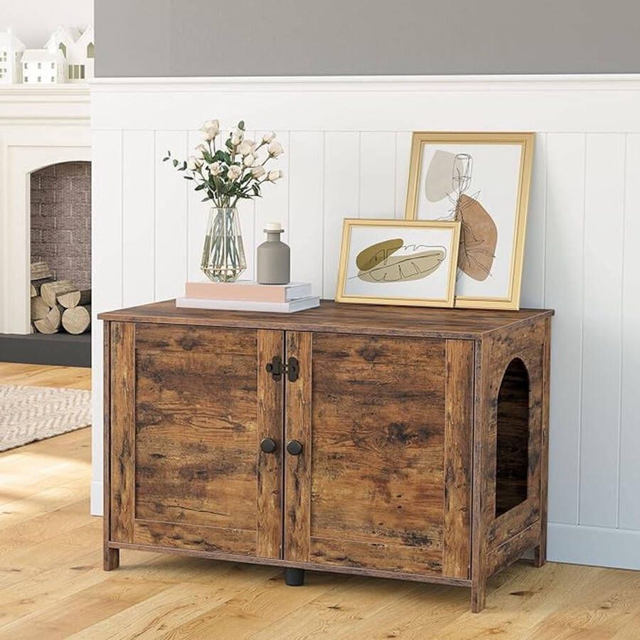 Merkloos kattentoilet kattenbakkast kattenhuis met deur en aparte verdeler stevige kattenkast bank kattenbak opbergdoos nachtkastje bijzettafel