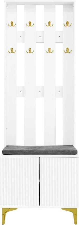 Kledingkast – Garderobekast – Opbergkast – Halmeubel – Push-To-Open Deuren – Verstelbare Planken – Soft-Close Scharnieren 60.5 x 180.5 x35.2 cm Wit