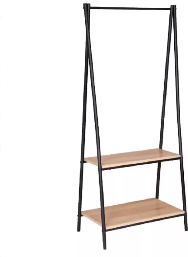 Merkloos Kledingrek Metaal Kledinghangers Kledingkast Schoenenrek Licht eik zwart 60x40x151 cm