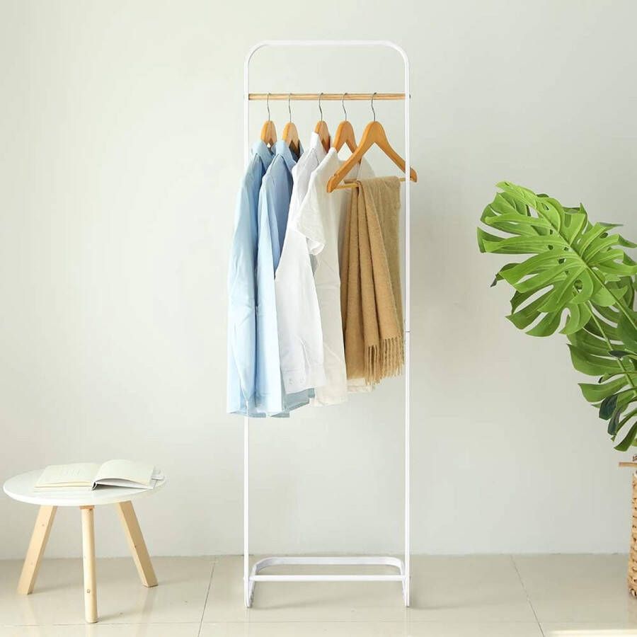 Merkloos Kledingrek stabiele garderobestandaard smal garderobestandaard metaal garderobestandaard voor slaapkamer L 40 x 40 x 150 cm wit