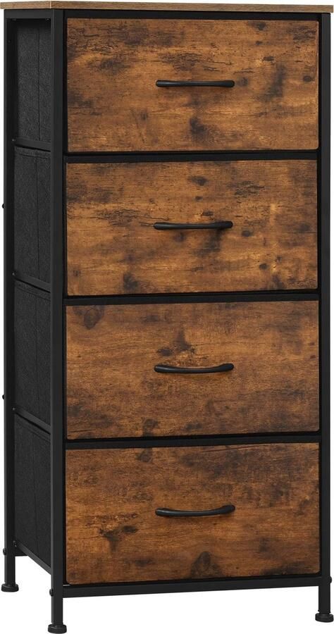 Merkloos Koopiez Kast Woonkamer Kast Rustiek Ladekast 4 Lades Bruin Opbergruimte 95 cm hoog 45 cm breed en 30 cm diep