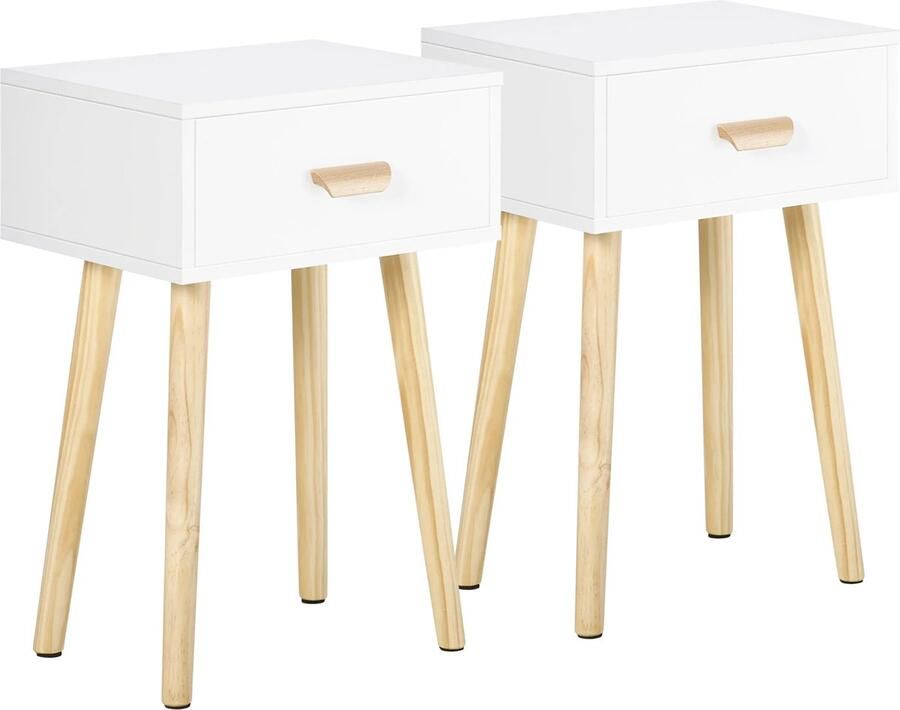 'merkloos' Koopiez Nachtkastje Slaapkamer 2 delig Hout Wit Lades