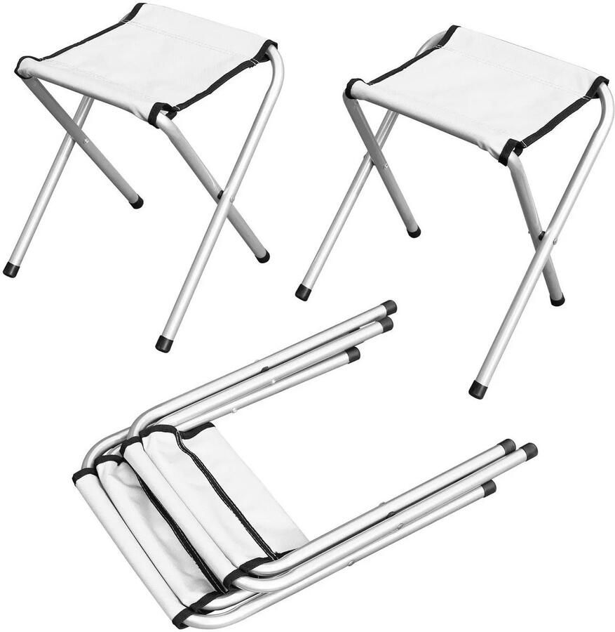 'merkloos' Koopiez Tafel Inklaptafel Tuin Aluminium 5 delig 4 krukken Draagbaar Hoogte verstelbaar Wit