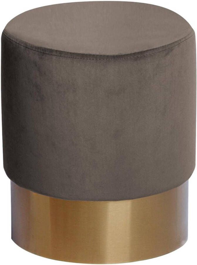 Merkloos Kruk kaptafel poef fluweel kruk in verschillende maten en kleuren met goud afgezet voor woonkamer slaapkamer of kleedkamer klein rond taupe