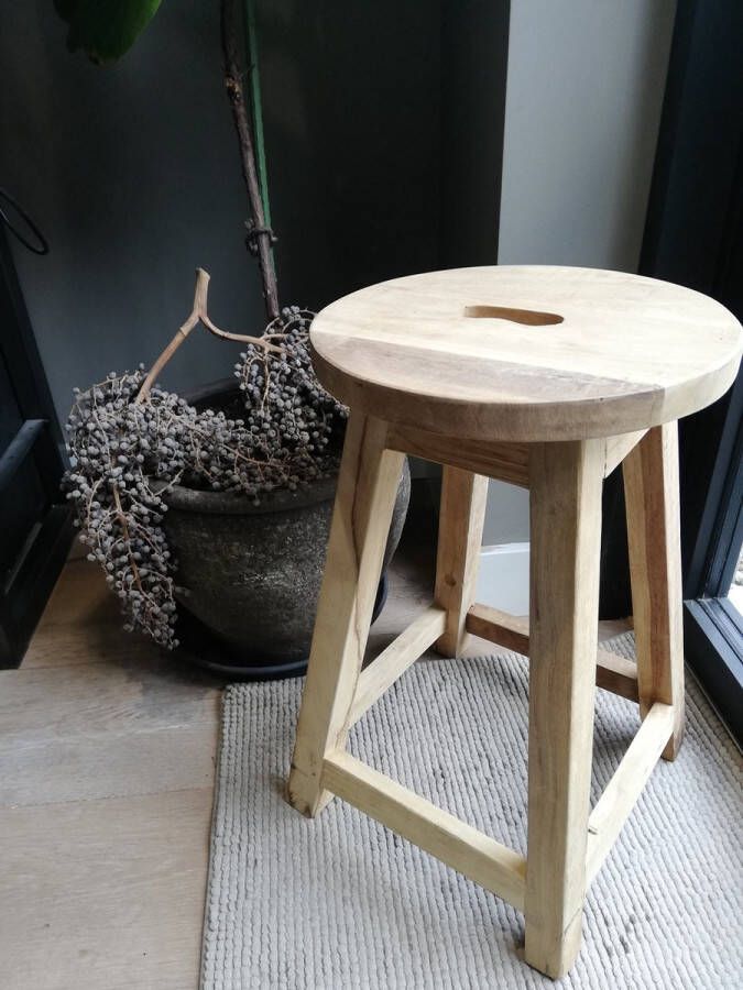 Merkloos Kruk zware uitvoering rond 52 cm hoog - Foto 2