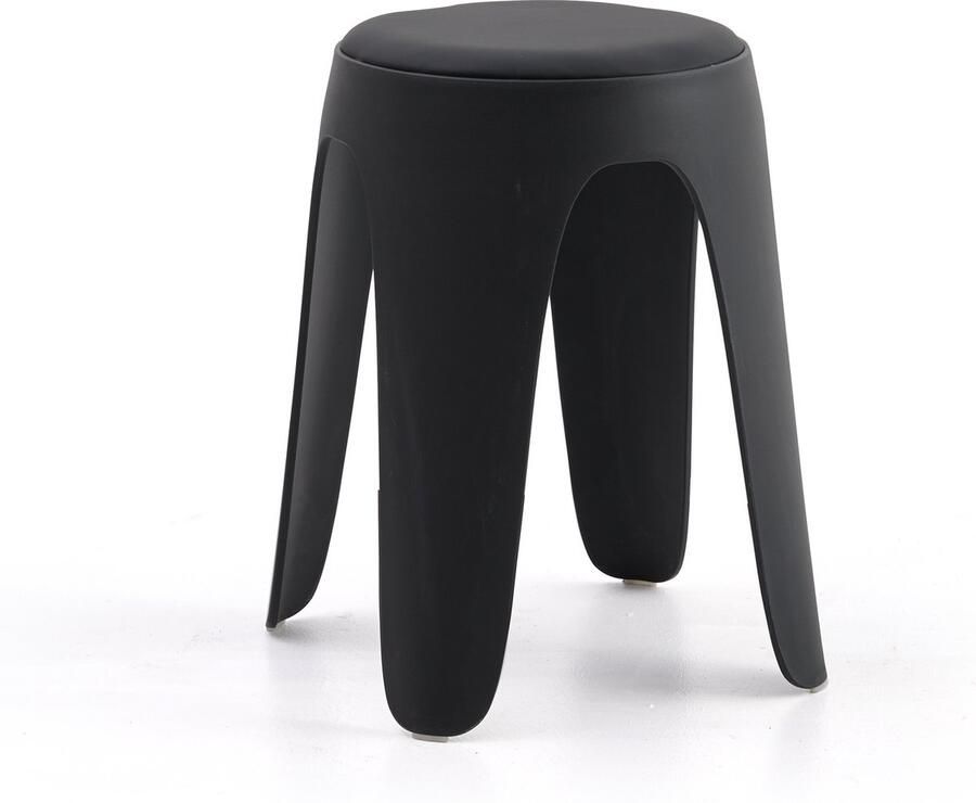 Merkloos krukje met kussen opstapkrukje stapelbaar 30*46CM zwart