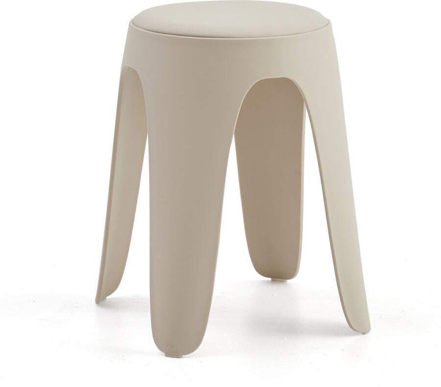 Merkloos krukje SET VAN 4 met kussen opstapkrukje stapelbaar 30*46CM creme