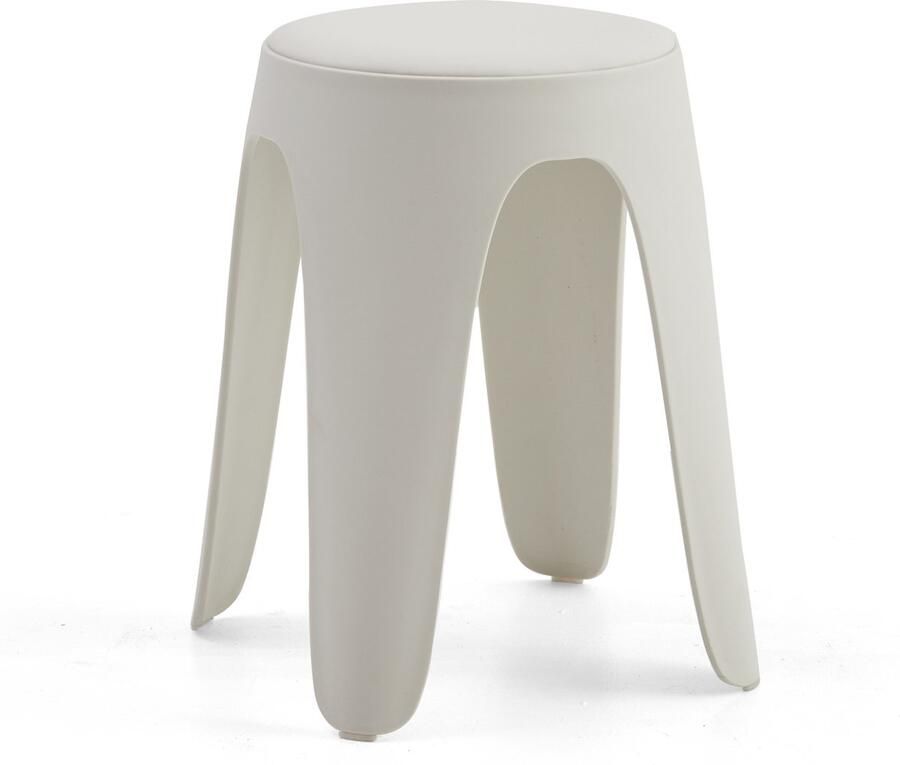 Merkloos krukje SET VAN 4 met kussen opstapkrukje stapelbaar 30*46CM wit