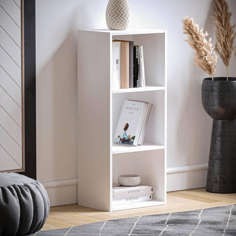Merkloos Kubusboekenkast met 3 niveaus witte houten plank voor kantoorwoonkamermeubilair