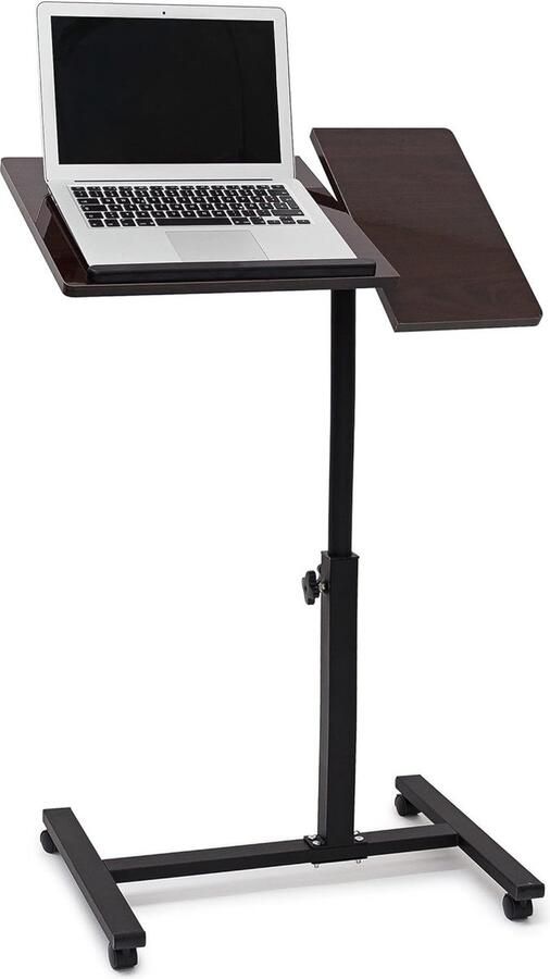 Merkloos laptoptafel op wieltjes verstelbaar in de hoogte draaibaar HxBxD 95 x 60 x 40 5 cm zwart